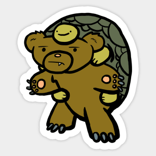 Bear and Turtle Team Up Sticker